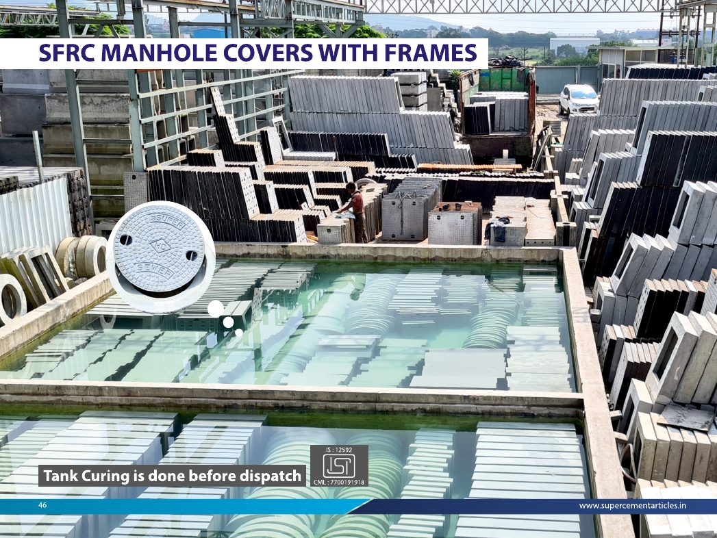 SFRC Precast Concrete Manhole Covers - Factory production and water-curing process