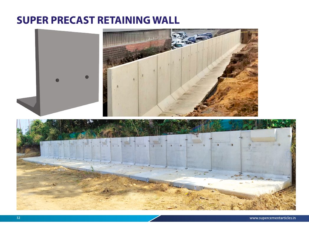 Super Precast Retaining Wall - Installed retaining-wall applications and large-format wall unit