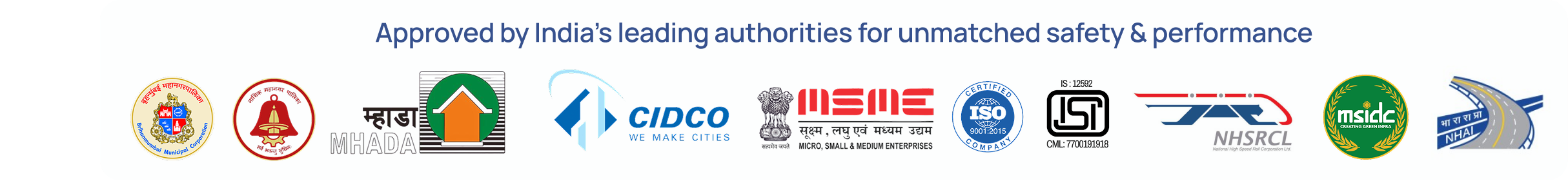 Approval logos from leading Indian authorities